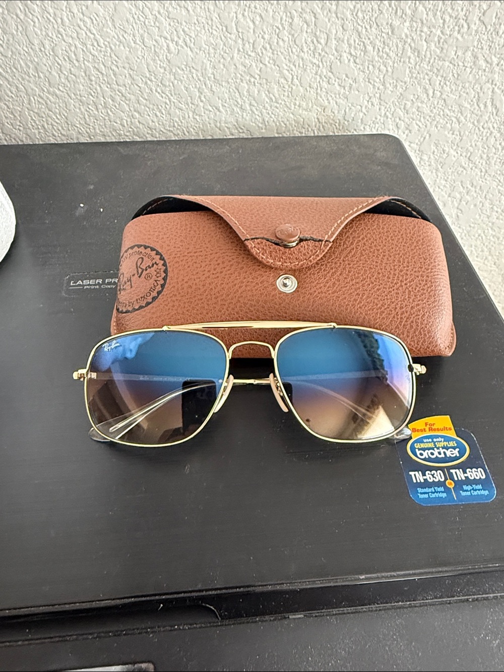 Ray-ban “colonel” gradient  blue / gold non polar sunglasses
